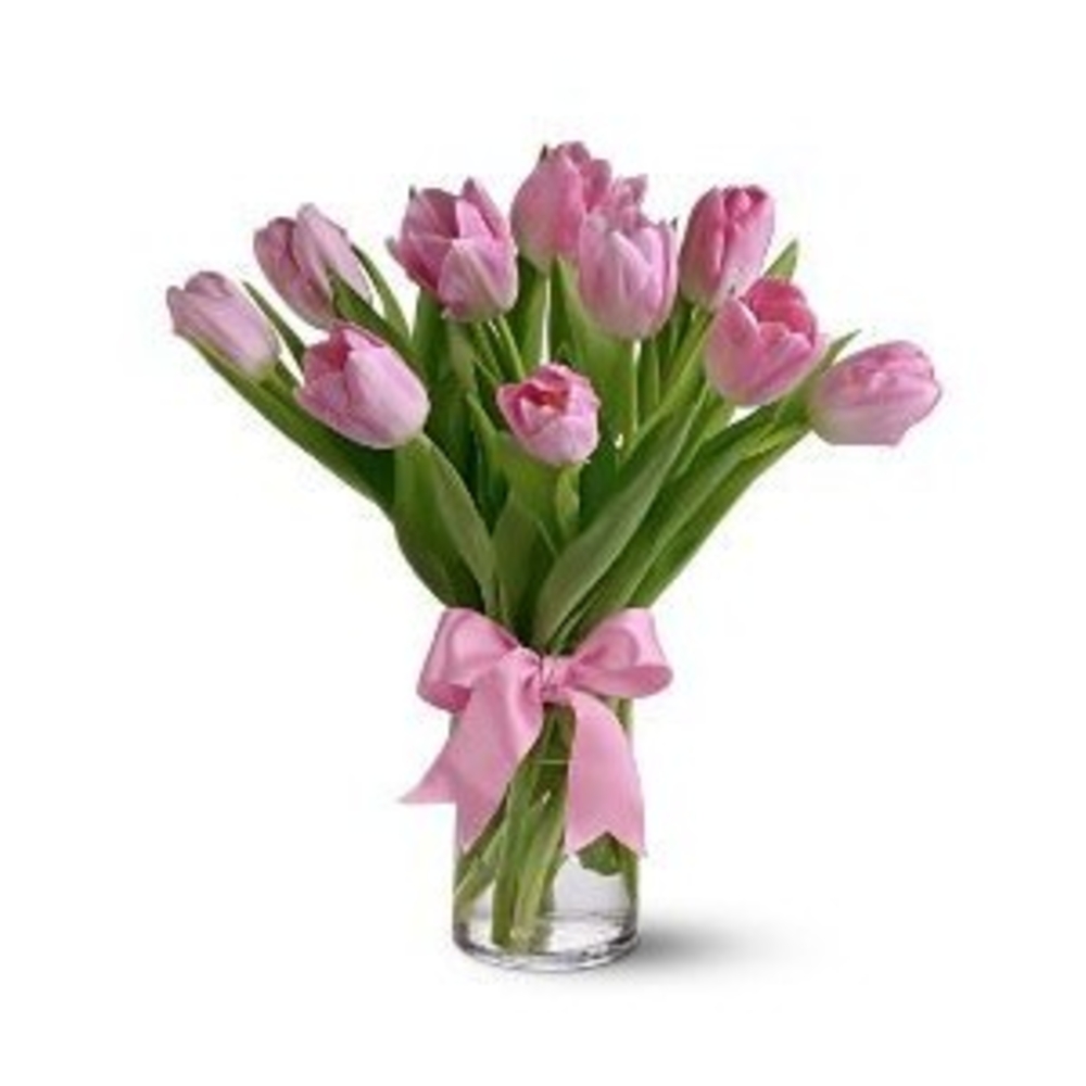 10 Pink Tulips Hand Bouquet