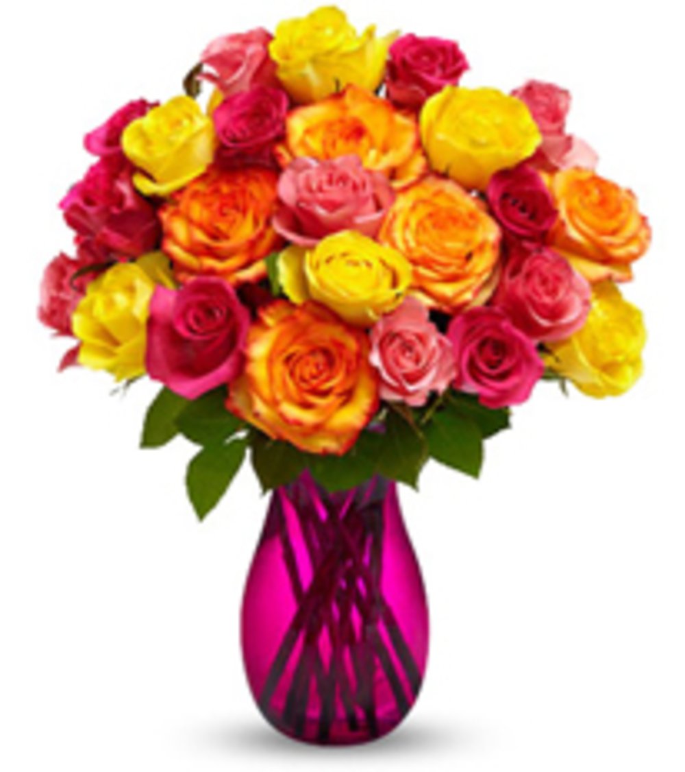Mixed Rose Flower Vase