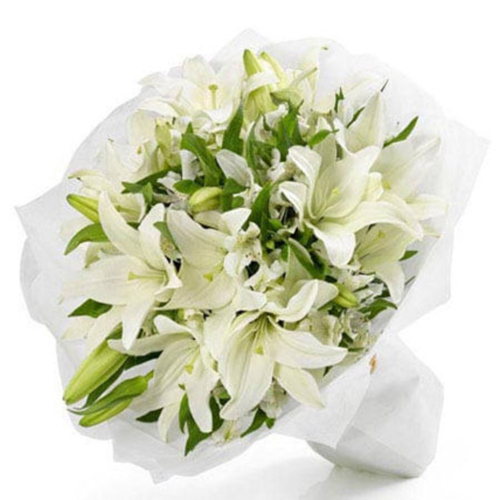 18 white Flowers Hand Bouquet