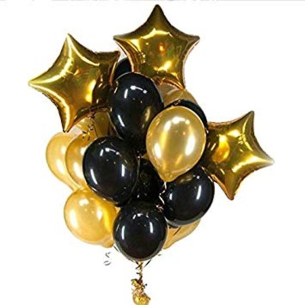 Shining Black and Gold Solid Party Balloons