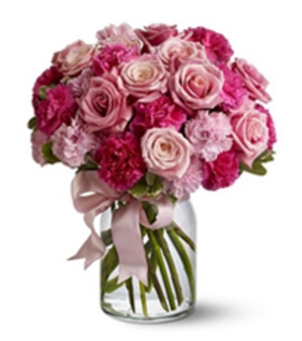 Mixed Rose Carnations Flower Vase