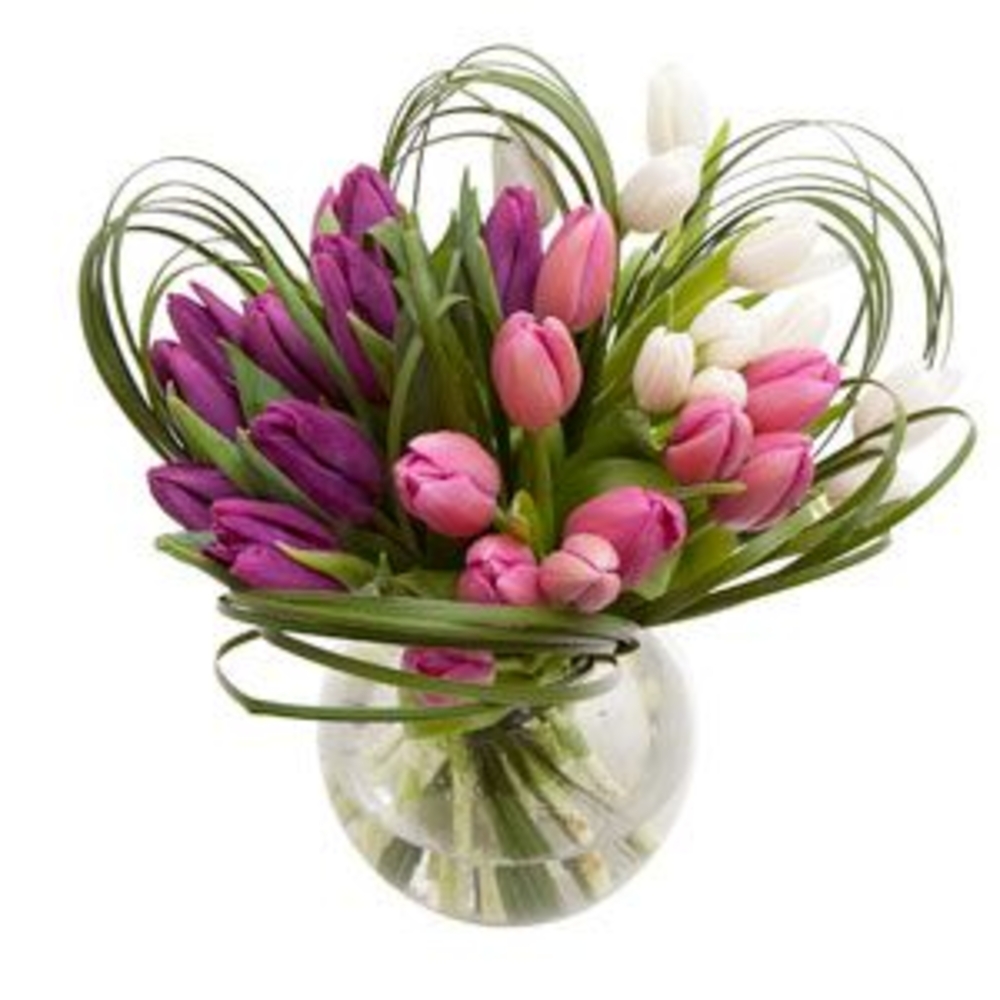 Mixed Tulips In A Vase