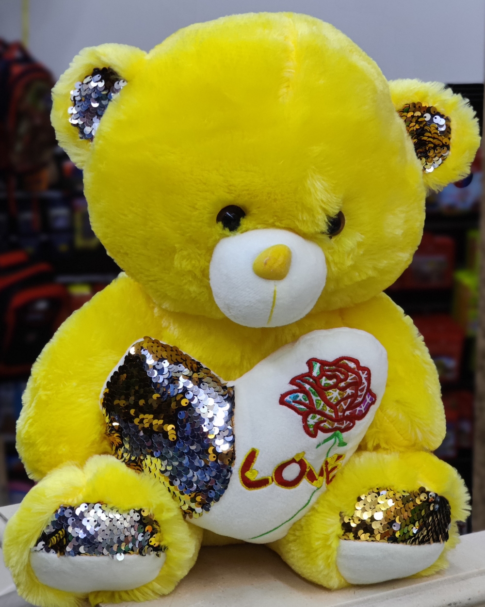 Light Yellow Teddy With Heart (40cm)