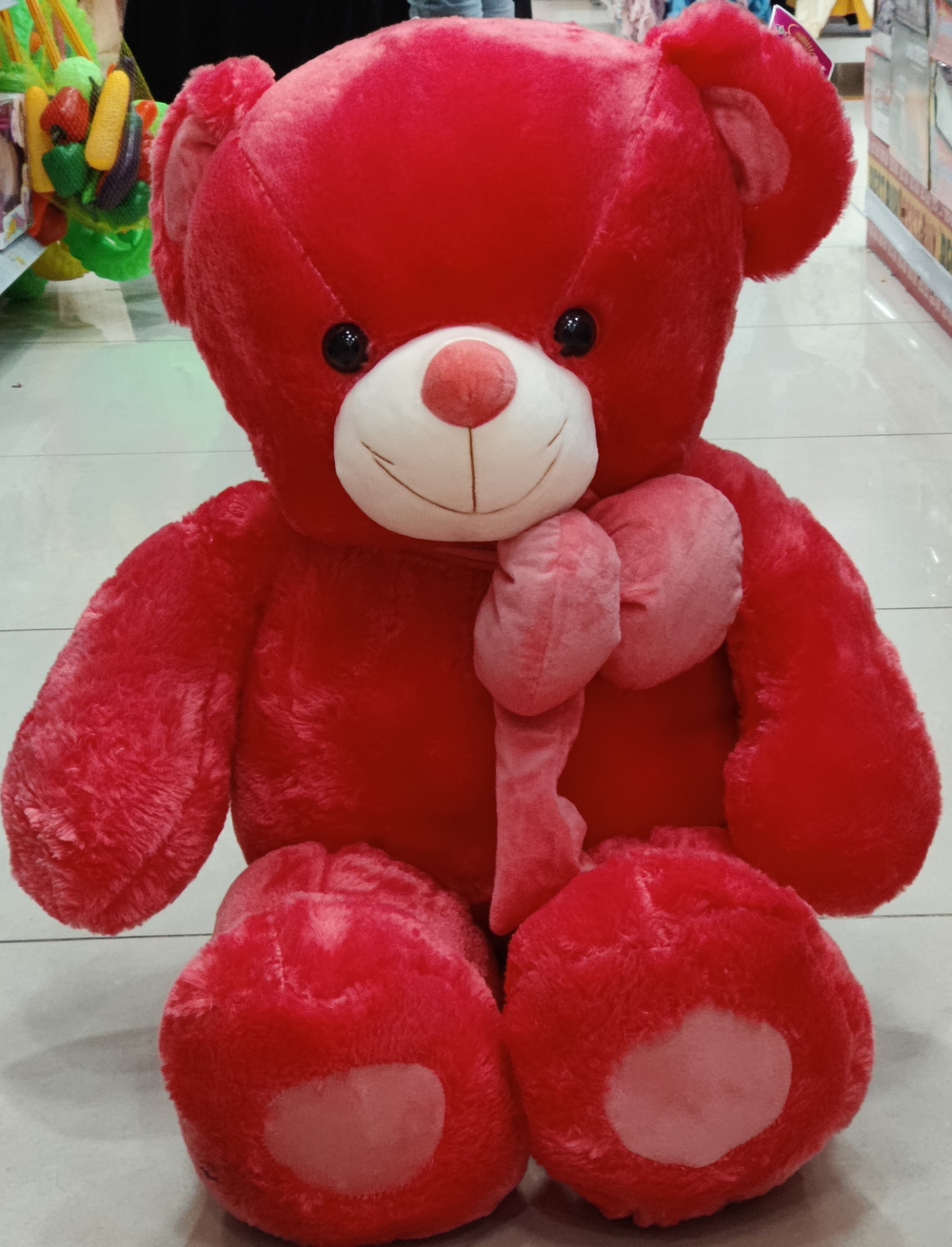 3 Feet Red Teddy With Red Ribbon 